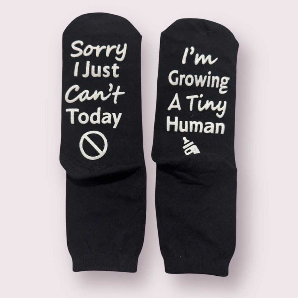 Funny Maternity Socks Pregnancy Gift Baby Shower Novelty Black OS NWOT